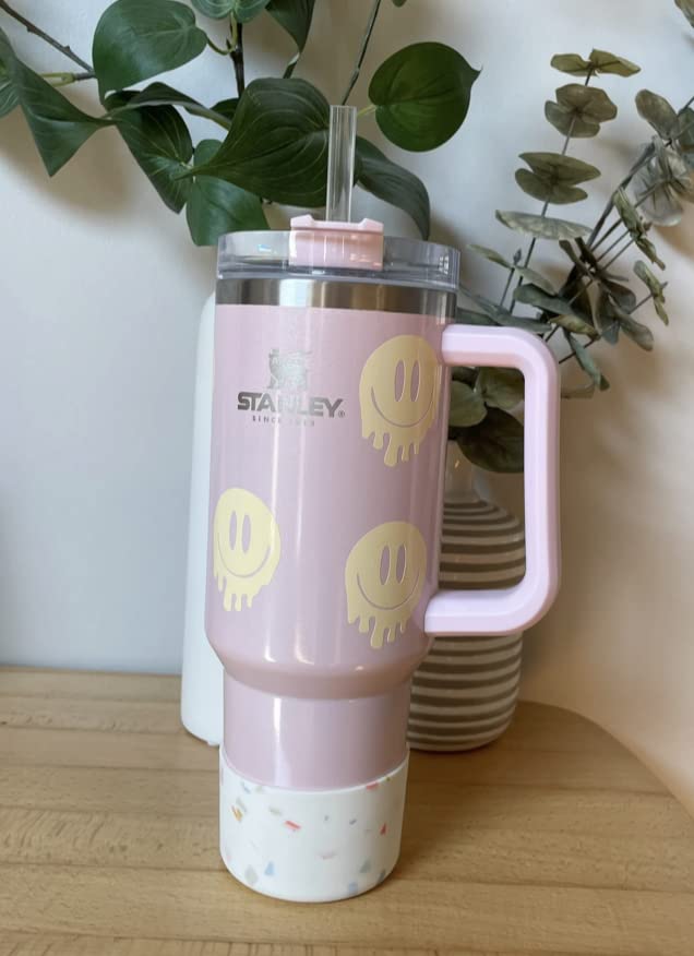 Miniatura 4 de WRAP ONLY Retro happy face Stanley 40oz Adventure Quencher Wrap smile, boho stylish tumbler, boho decor funky drip