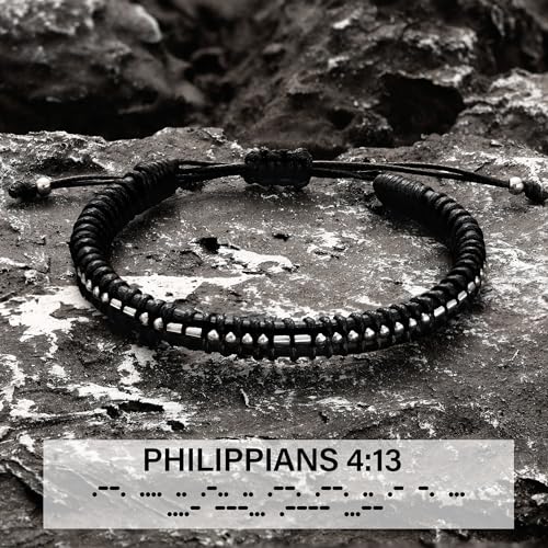 Inspirational Gifts for Men Morse Code Bracelets Mens Bracelets Graduation Gifts for Him Fathers Day Adjustable Leather Bracelet Motivational Birthday Annivesary Jewelry Stocking Stuffers for Men
