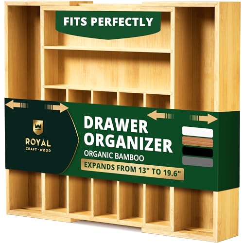 ROYAL CRAFT WOOD Luxury Bamboo Kitchen Drawer Organizer - Silverware