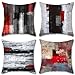 Juego de 4 Fundas Cojines Decorativos Pintura al Óleo Arte Contemporáneo 45x45 cm Decorativa Funda de Almohada Cojín Sauve Modernas para Cama Sofás Sala de Estar Dormitorio, Negro y Rojo