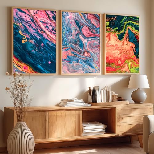 Image of kotart Abstract Wall Art Painting Home Decoration Frame With For Living Room Bed Room Hotel Wall Decor Digital Reprint Engineered Wood Set of 3 (Art 6, 10X13 INCH)