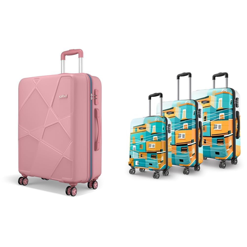 safari Pentagon Pro 8 Wheels 75cm Large Size Trolley Bag, Hard Case Polypropylene, 360º Wheeling + Oasis 55, 65 & 77 Cms Polycarbonate Trolley Bag, Printed Cabin 8 Wheels Spinner Travelling-picture-33