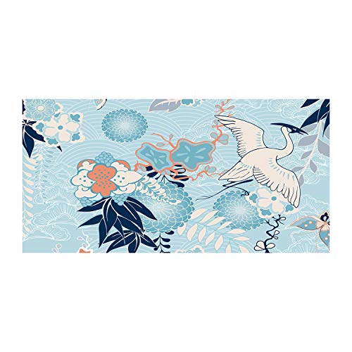Image décorative grue et fleurs bleu 120x60 cm lavable pour mur de cuisine - 2