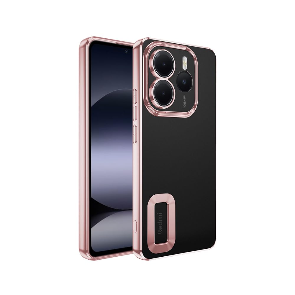 Zore Xiaomi ile uyumlu Redmi Note 14 5G Kılıf Kamera Korumalı Logo Gösteren Zore Omega Kapak Rose Gold