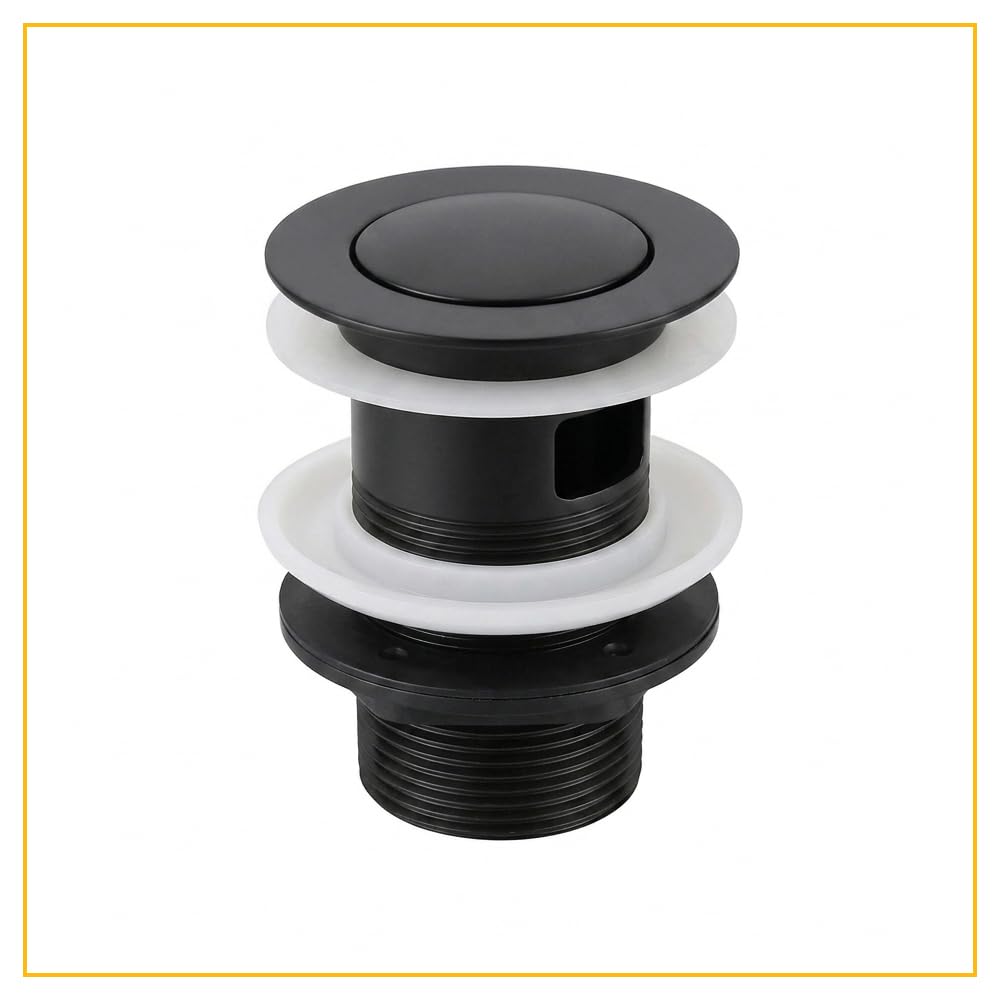 Premium Basin Click Clack Push Waste - UK Universal 1 1/4" Push Button Basin Waste Plug (Matt Black)