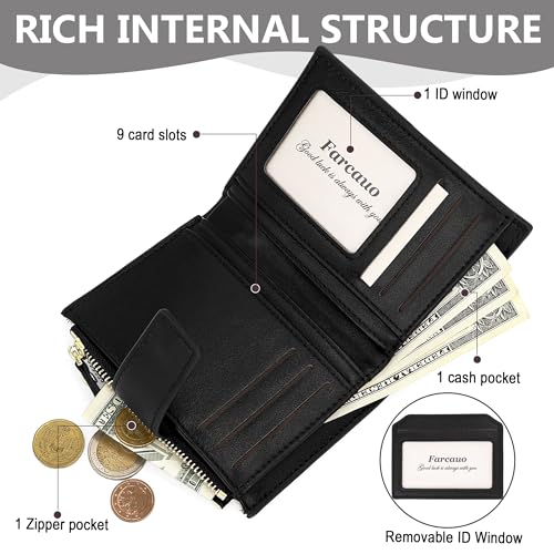 Cute Black Flower Wallet for Women Small Kawaii Coin Purse with ID Window Lightweight and Stylish Design Compact Cash Wallet for Ladies3