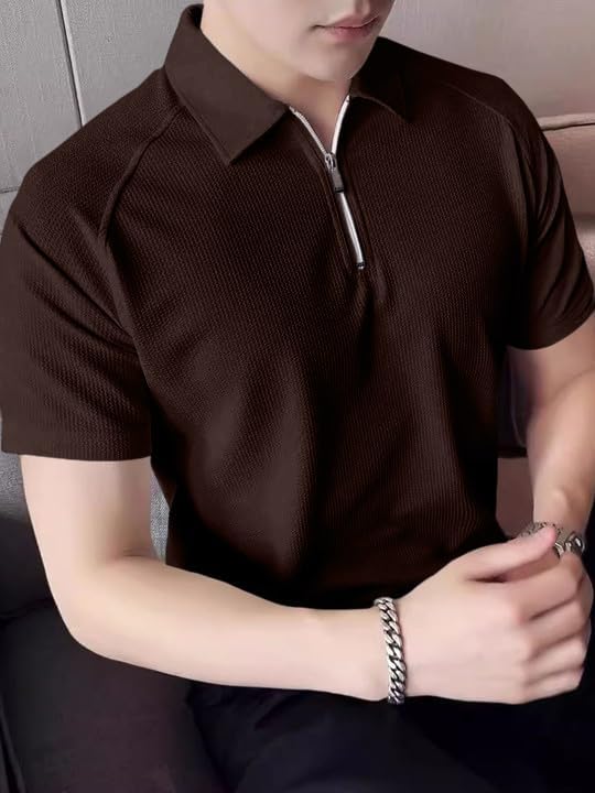 Image of GRECIILOOKS Tshirt for Man | T Shirt for Mans | Mens Tshirts | Polo T- Shirt for Mens | Half Sleeve Polo Neck Tshirt for Men (Available in Plus Sizes)