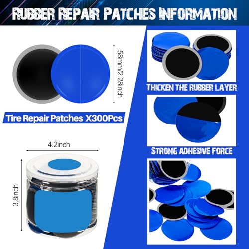 Image of Tallew 100 Pcs Heavy Duty Tire Patches Radial Patch Round Fast Repair Cold Tyre Puncture Repair Kit for Car Truck Motorcycle Automobile Bike Inner Tire (58 mm)