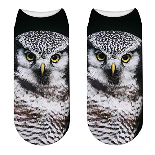 LWHRKSJC Cheville Chaussettes Animal chaussettes 3D hibou drôle femmes coton chaussettes sport élastique bas cheville chaussettes unisexe été Crew chaussettes Cover
