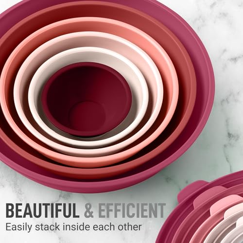 Zulay-Kitchen-12-Piece-Plastic-Mixing-Bowls-with-Lids-Set-Colorful-Mixing-Bowl-Set-for-Kitchen-Nesting-Bowls-with-Lids-Set-Microwave-and-Freezer-Safe-Red-Ombre Zulay Kitchen 12 Piece Plastic Mixing Bowls with Lids Set Colorful Mixing Bowl Set for Kitchen Nesting Bowls with Lids Set Microwave and Freezer Safe Red Ombre