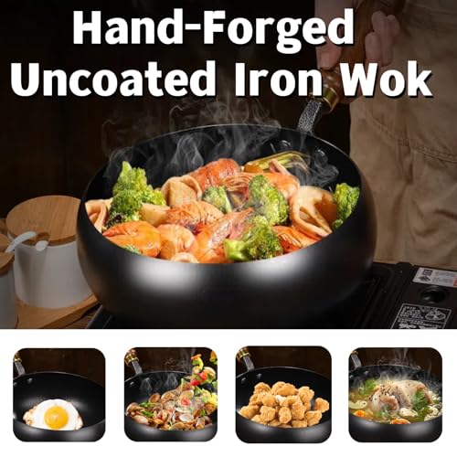 Wok de Hierro Forjado a Mano con Tapa 9.45 Pulgadas miniatura 2