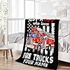 Custom Fire Truck Blanket for Boys, Cute Throw Blanket Gifts for Kids Truck Lovers, Personalized 30x40 Inches Black Soft Fuzzy Blankets for Sofa Couch Bed #5