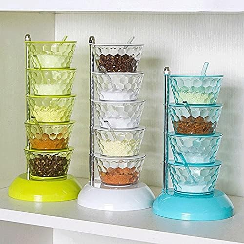Seasoning Jars Rotatable Multi-Layer Vertical Seasoning Box Jars Home Kitchen Tool Accessory Muti-Layer Rotatable Space-Saving Seasoning Box (Color : Clear 5 Layer) (Clear 5 Layer)