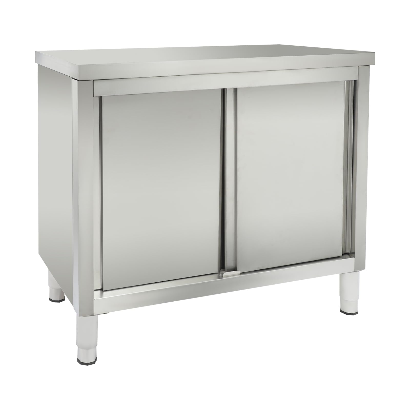 Armadio da lavoro con ante scorrevoli, piano da lavoro in acciaio inox, armadio con piano da lavoro per cucina, armadio autoportante in acciaio inox, tavolo in acciaio inox per cucina