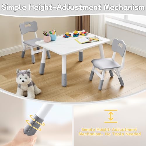 Toddler-Table-and-Chair-Set-Height-Adjustable-Kids-Table-and-Chairs-Children-Activity-Table-with-Graffiti-Tabletop-Toddler-Study-Table-for-Ages-3-8-Kids-Table-for-DaycareClassroomHome Toddler Table and Chair Set Height Adjustable Kids Table and Chairs Children Activity Table with Graffiti Tabletop Toddler Study Table for Ages 3 8 Kids Table for DaycareClassroomHome
