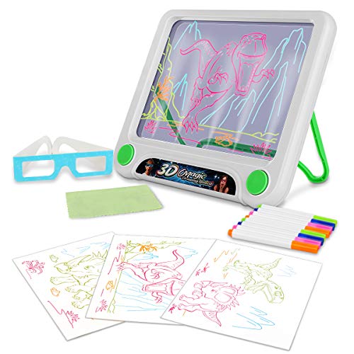 3D Tracing Drawing Board Pad Tablet Educational Learning Toys Creative Writer Doodle Art Easel Set with Liquid Chalk Marker Indoor Play Gift for KindergartenToddlers Boy Girl Kids Age 3 4 5 Years Old