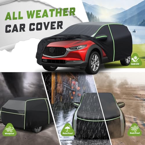 Image of Mixsuper Liner Car Cover for Mazda CX-30 2020-2026, 7 Layers Full Car Cover All Weather Car Covers for CX30, Waterproof Outdoor Cover with Zipper Door Reflective Strips