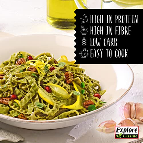 Explore Cuisine Edamame & Mung Bean Fettuccine, Delicious Low Carb, Plant-based Vegan Pasta, High in Protein, High in Fibre, Gluten Free, Easy to Cook