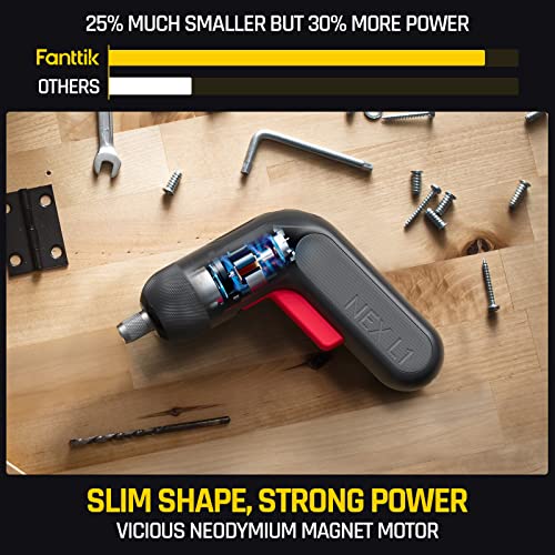 Fanttik L1 Pro Cordless Screwdriver, Electric Screwdriver Set with 14 Bits, Digital Screen, Li-ion 2000mAh, 1/4''Hex, 6 Torque Settings 0.5-6 N.m, Variable Speed, Front LED-Grey
