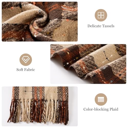 Scarf for Women - Winter Womens Long Plaid Scarf, Warm Pashmina Shawls and Wraps Cashmere Feel Blanket Scarves2