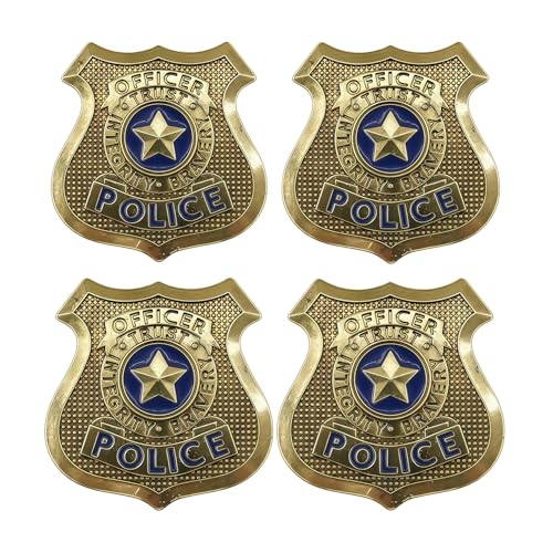4 Pack Police Badge Metal Sheriff pin for Adult Cowboy Party Decoration School Carnival Prizes Party Bag Gift Fillers
