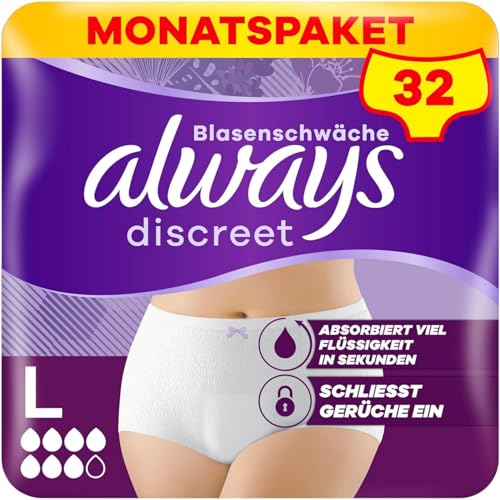 Always Discreet Inkontinenz-Höschen Plus Für Frauen, L, 32 Höschen,...