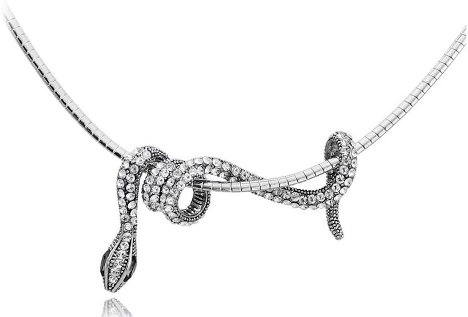 HEN-NIGHT Personality Necklace Crystal Small Snake Winding Shape Necklace