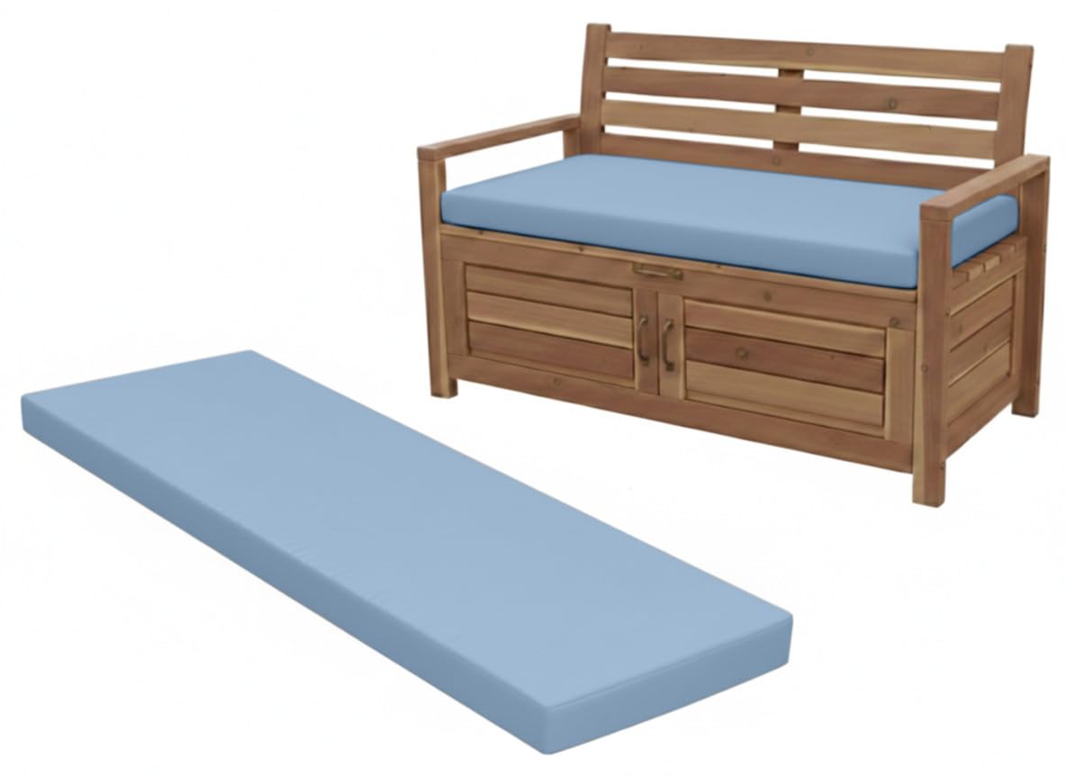 Cuddle Cloud Waterproof Garden Keter Bench Cushion Seat Pad Replacement Cushion for Iceni & Eden Storage Box 128x50x5cm Lightweight & Durable Seat Pad Cushions (Sky Blue) โ image 1