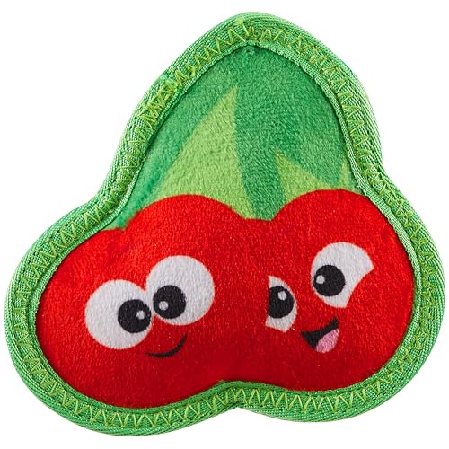 Outward Hound Tough Skinz Durable Squeaky Dog Toy with Two Tough Layers, Cherries, Red, Small