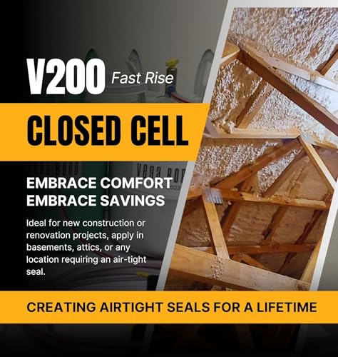 Vega Bond V200 Closed Cell Spray Foam Insulation Kit – Low GWP, Ships to All States, 200 Board Feet, High Density 2-Component, R-7 per Inch, Quick Cure, Vapor Barrier for Walls & Roofs