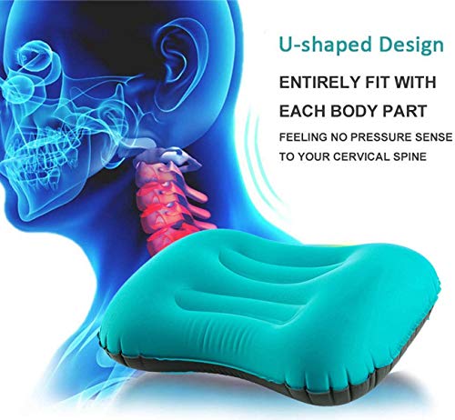 Ultralight opblaasbaar reis/campingkussen, handmatige druk, comprimeerbaar, compact, opblaasbaar, comfortabel… - Image 3