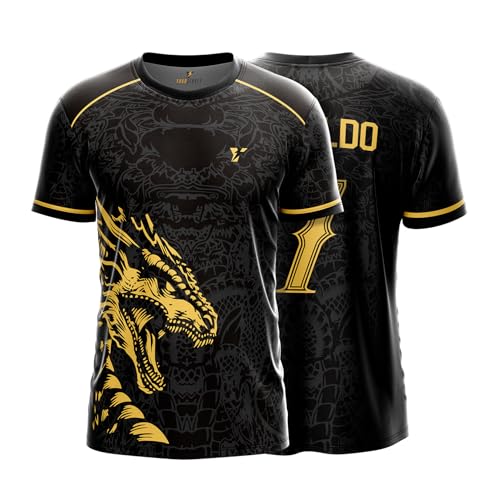 Image of YOURJERSEY Real Dragon Fury Football Jersey | Custom Name & Number | 3 Colors: Red | Black | Green | Sizes 2Y to 4XL | Premium Custom Football & Cricket Jersey | Premium Breathable Fabric