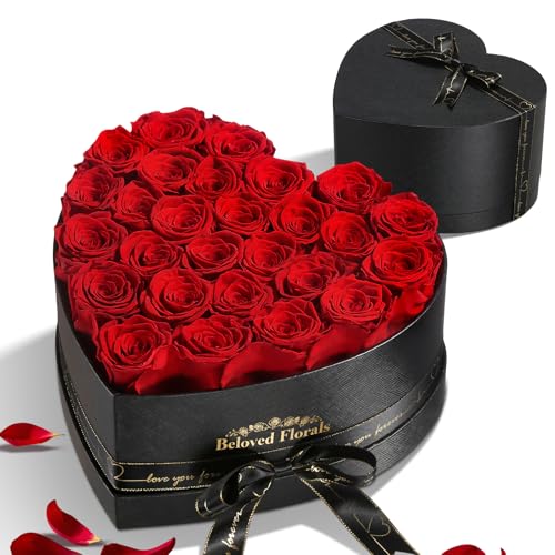 16 Preserved Flowers Rose in a Box, Gifts for Women Mom Her Wife on Mothers Day Valentines Birthday Christmas Anniversary Romantic(Red)