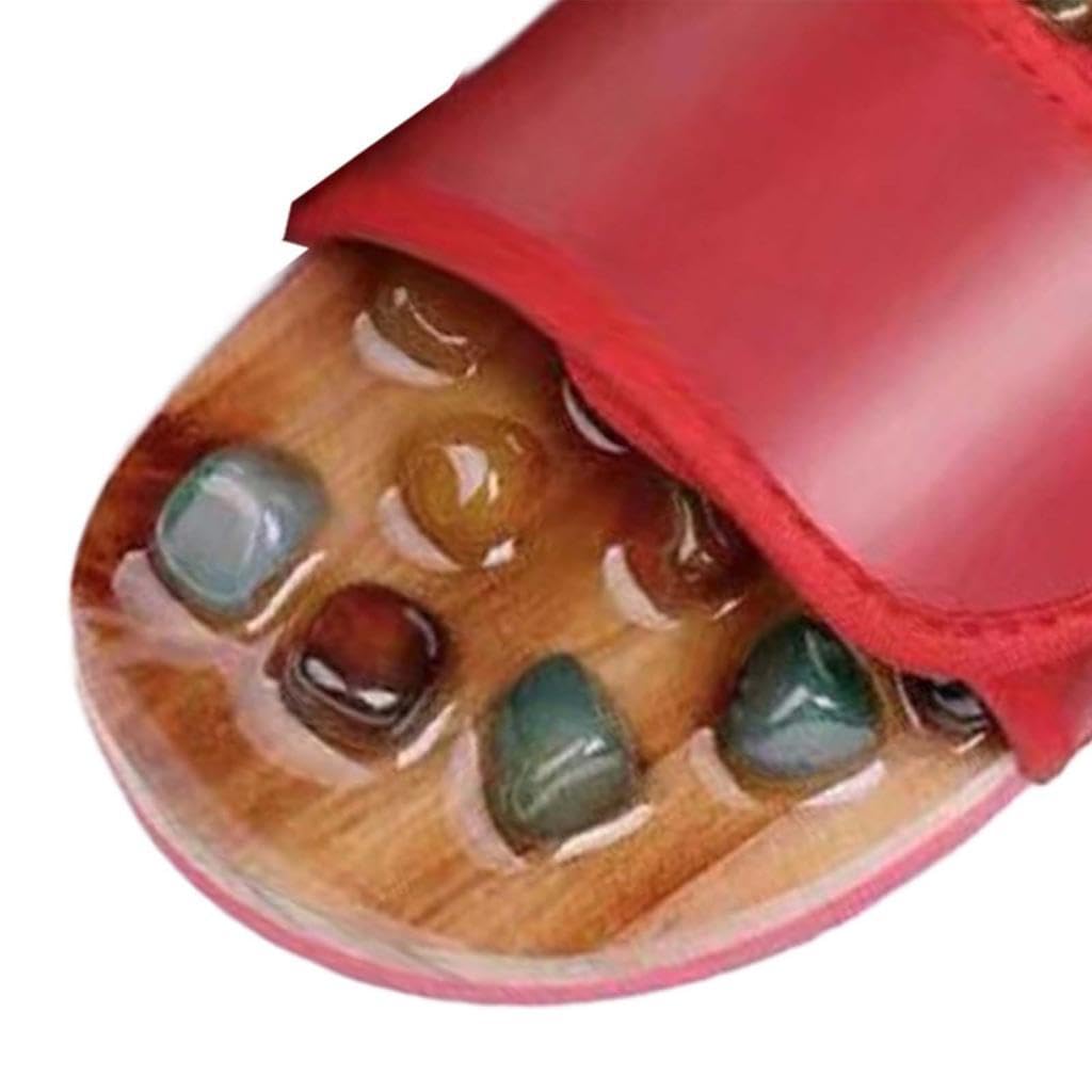 Massage Slipper Akupressur Sandalen mit Naturstein Bequeme Fußmassage Hausschuhe Verstellbares Design rutschfest Und Langlebig für Männer Frauen, 39 bis 40