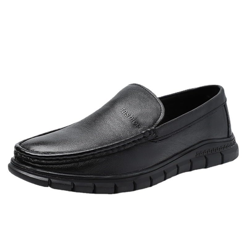 Men's Soft Toe Uniform Dress Work Shoes Slip Resistant Water Resistant Black Slip On Oxford Dress Shoes Resistant Breathable Driving Shoes