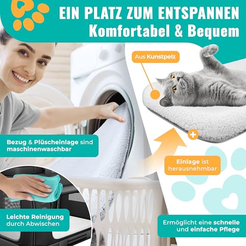 LOVPET® Transportbox Hund Katze Transporttasche XXL 92x64x64cm | Hunde-Tragetasche Faltbare Katzentasche | Haustier-Transportbox inkl. Hundenapf & Schultergurt | für Katzen & Hunde Schwarz