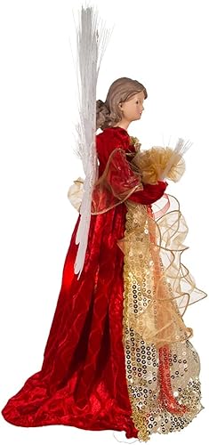Miniatura 2 de 18 pulgadas UL 70-luz de fibra óptica LED rojo y oro Ángel árbol superior