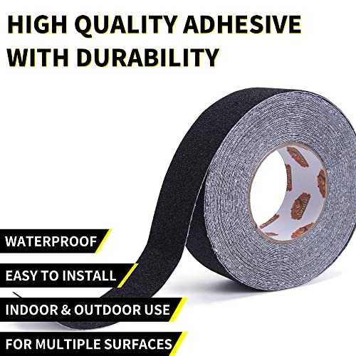 TAPEBEAR Non Slip Hazard Tape, Black Safety Tape, Grip Tape Roll, Anti Slip Caution Tape - Image 2