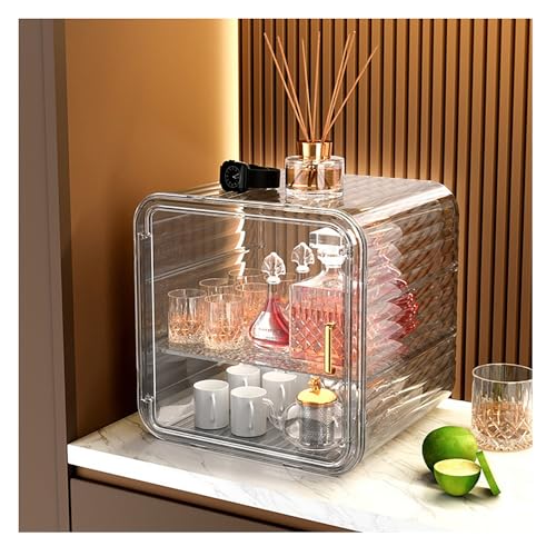コップ収納ボックス コップ収納ラック コップ収納テーブル 卓上食器棚 ミニカップボード 3段 テーブルカトラリーラック コップ乾燥 コップ コーヒーカップ ホルダー 茶器 収納ボックス コンパクト 大容量 密封 防塵 防湿 ひとり暮らし用 台所収納 家庭用