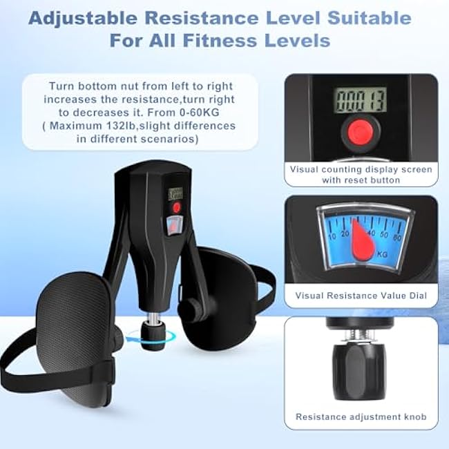 Multifunctional Thigh Trainer Kegel Exerciser, Adjustable Resistance Hip Trainer with Leg Straps, Handles, Jump Rope, Kegel Trainer for Thighs, Pelvic Floor, and Postpartum Rehabilitationut