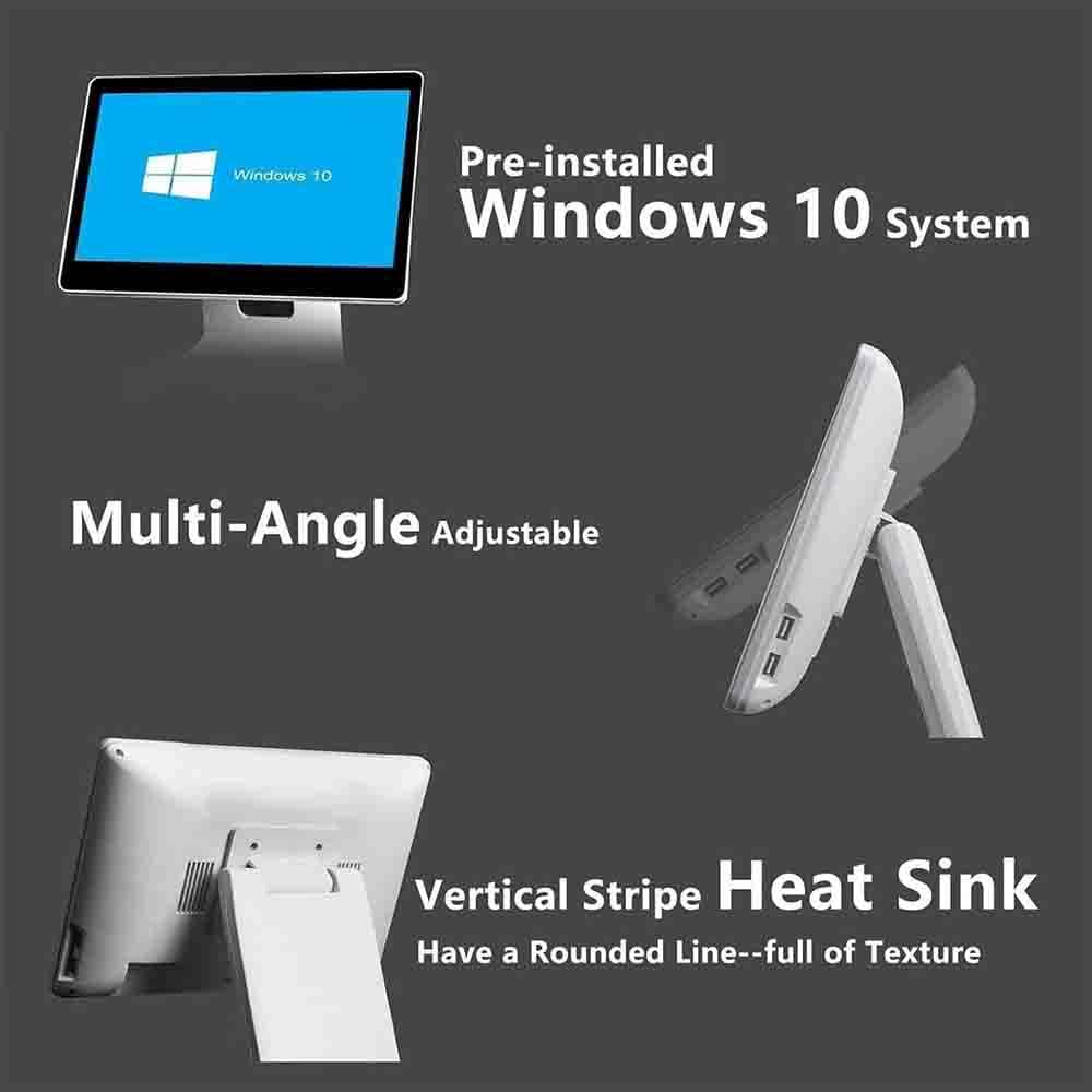Monitor táctil TPV de 15,6 pulgadas, s-istema TPV para pequeñas empresas, monitor multitáctil, CPU N2930, 4 GB de RAM, SSD de 64 GB, Windows 10, para oficina y restaurante.