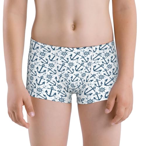 Boys' Cotton Boxer Brief Soft Underwear-Nautical Theme Anchors