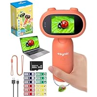 eSynic 500X-1000X Handheld Digital Microscope for Kids Rechargeable Mini Pocket Scope with 32G SD Card| 2.0\" HD Screen| PC Connect | 12Pcs Slides,Science Edu Gift for Children Student Ages Over 6