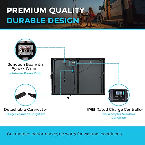 Renogy RNG-KIT-STCS200D-VOY20 200 Watt 12 Volt Portable Solar Panel With Waterproof 20A Charger Controller, Foldable 100W Solar Panel Suitcase thumb #6