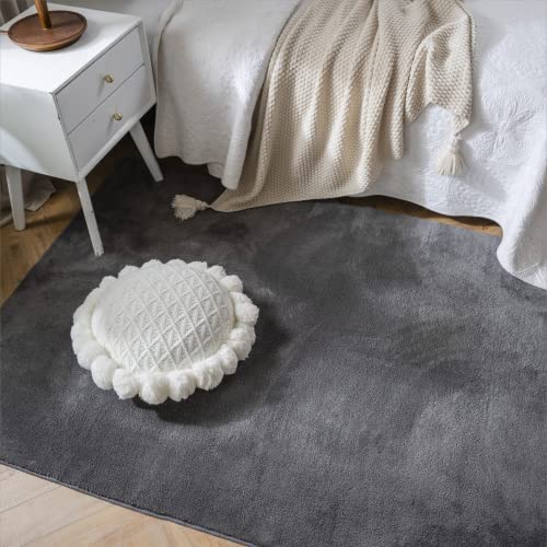 Livebox Fluffy Shaggy Washable Rug 3X5 Feet, Grey Fuzzy Area Rug For Bedroom,Soft Nursery Rug For Boys And Girls,Non Slip Living Room Rug Shag Carpet For Teen Room Playroom Dorm Decor #TOP5