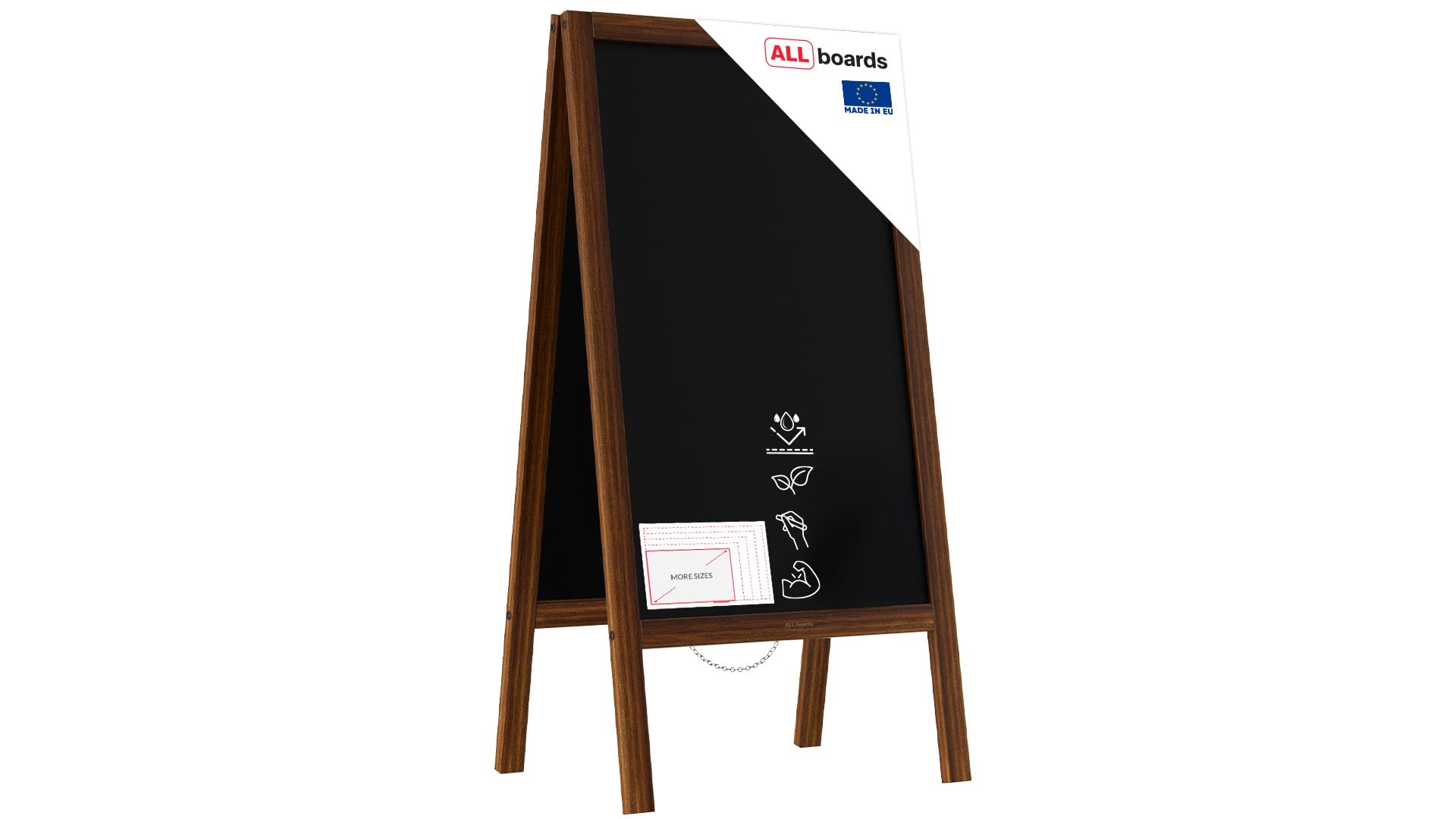 Floordirekt - Buiten Reclamebord Krijtbord Met Houten Bruin Frame, 51 X 5,5 X 101,5 Cm