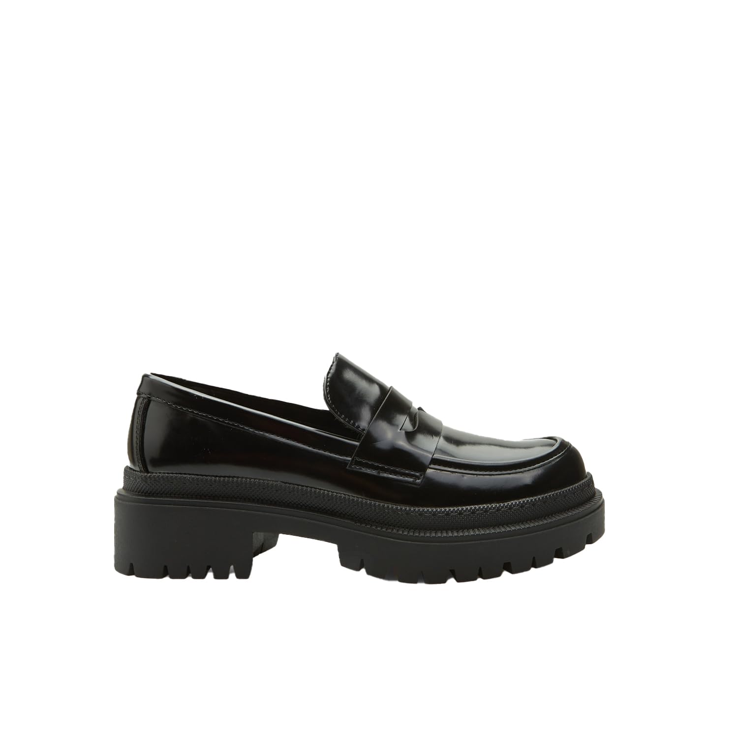 BATA Mocassini Donna con Suola Track Eleganti e Resistenti | Suola dentellata con tacco 4 cm, tomaia lucida, colore neutro, senza allacciature, design versatile