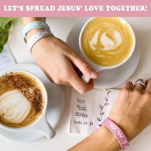 He would Love First WWJD HWLF Bracelets Natural Elastic 3-Pack x What Would Jesus Do Bracelets | Reversible HWLF x WWJD Bracelets in Mauve, Sand, & Green | Fit All Wrist Sizes4