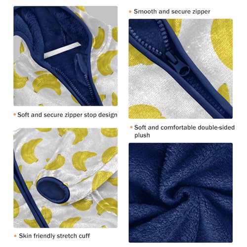 Banana Toddler Fleece Jacket Baby Boys Hooded Zipper Long Sleeve Thick Warm Outerwear 3-10 Years3