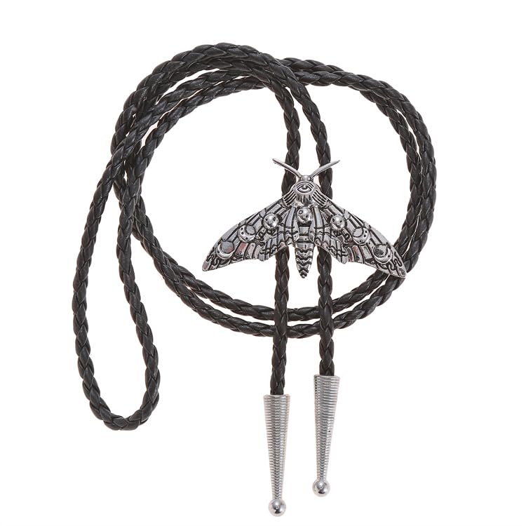 Image of Western Cowboy Bolo tie for Men Women Gold Silver Death Skull Moth Cross Bolo Tie Christmas Deer Rooster Wolf Necktie Gift